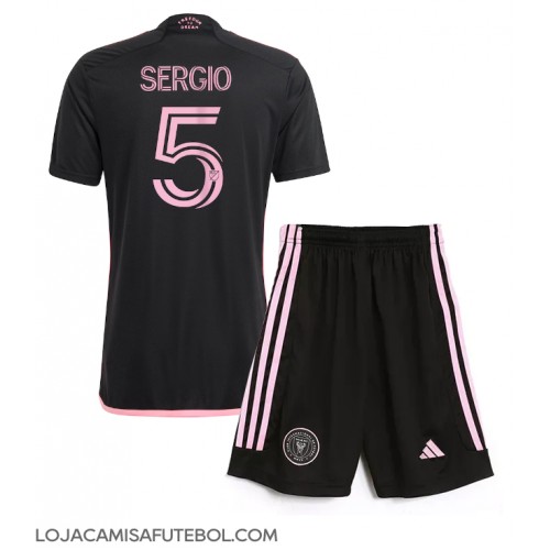 Camisa de Futebol Inter Miami Sergio Busquets #5 Equipamento Secundário Infantil 2024-25 Manga Curta (+ Calças curtas)